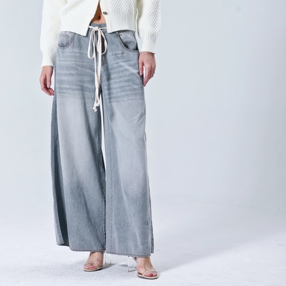 Mazik Light Gray Wide Leg Jeans